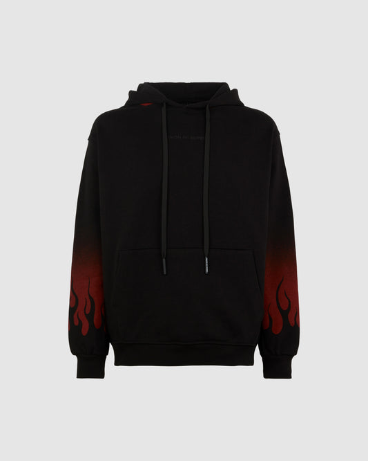 BLACKHOODIE WITH NEGATIVE RED FLAMES