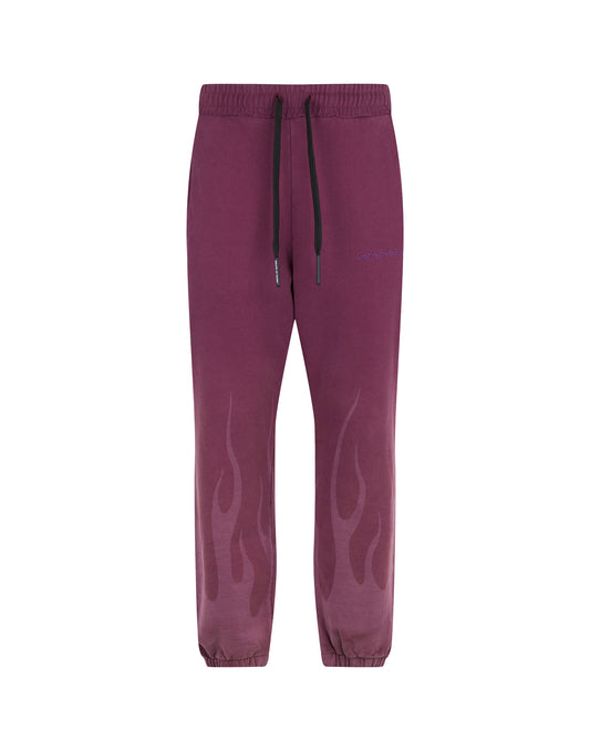 GRAPE WINE PANTS WITH CORROSIVE FLAMES