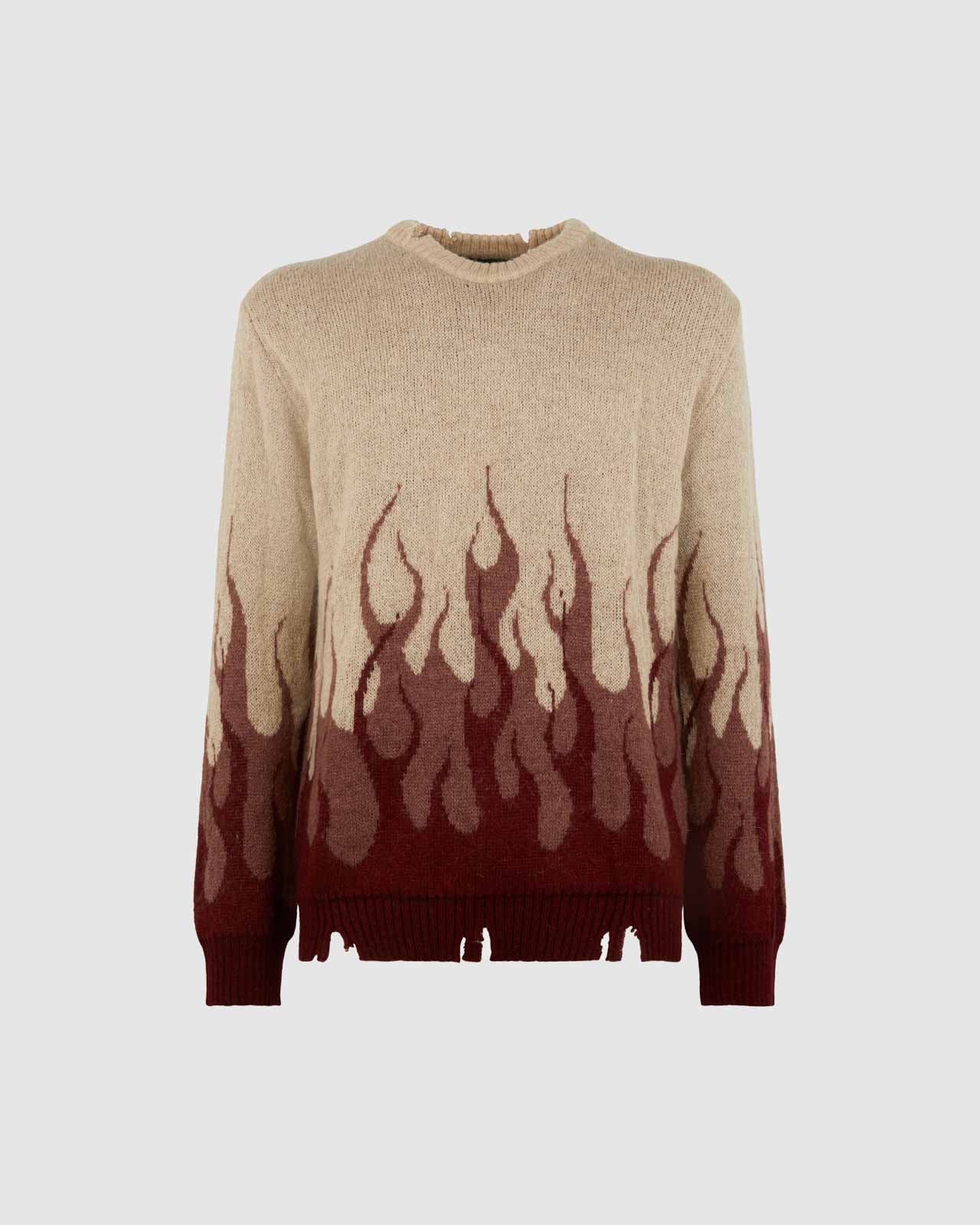 GRAPE WINE JUMPER WITH DOUBLE FLAMES