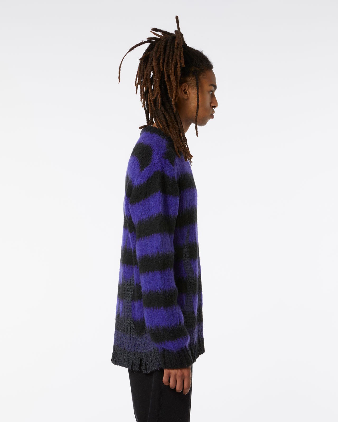 PURPLE STRPES JUMPER WITH BLACK FLAMES