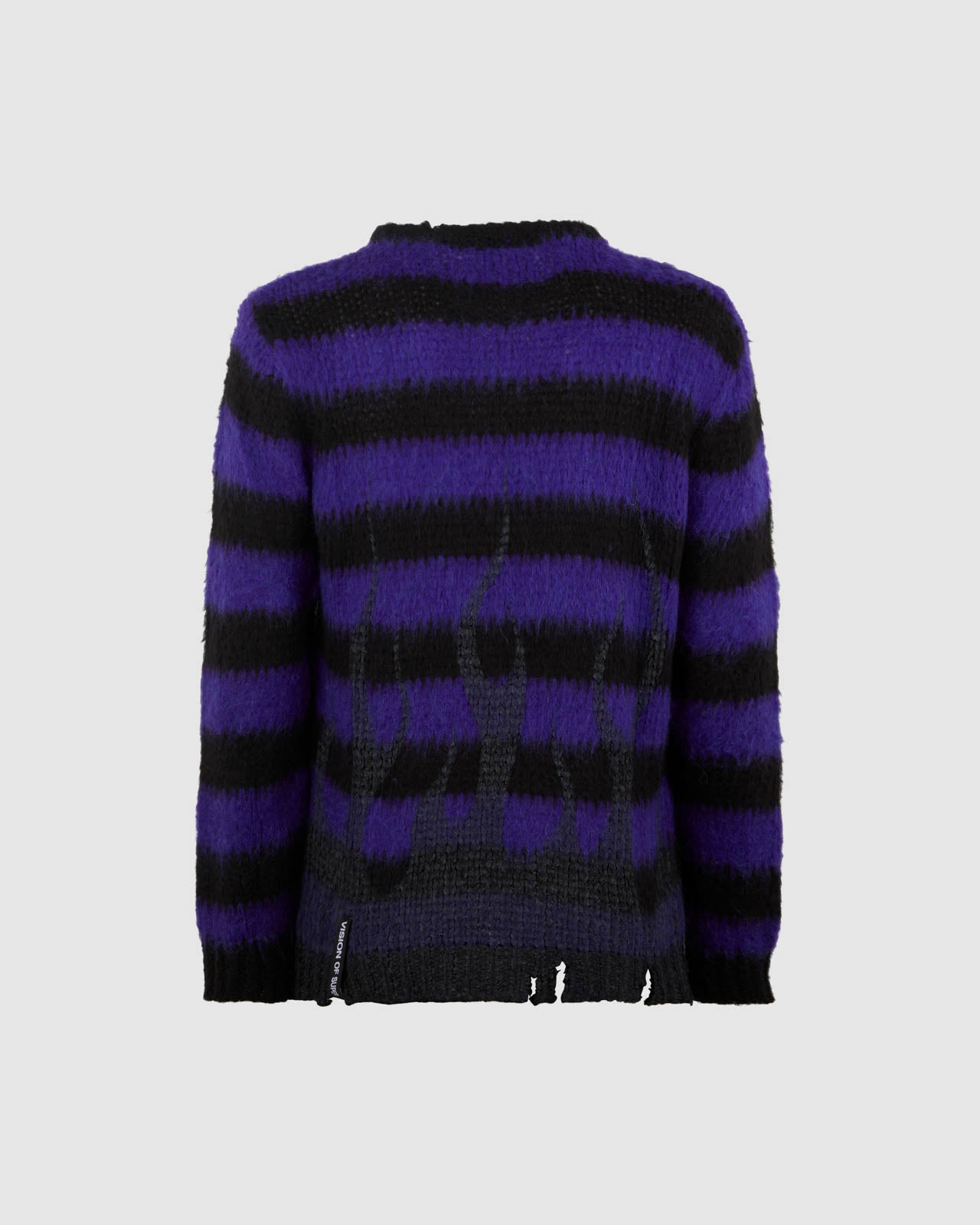 PURPLE STRPES JUMPER WITH BLACK FLAMES