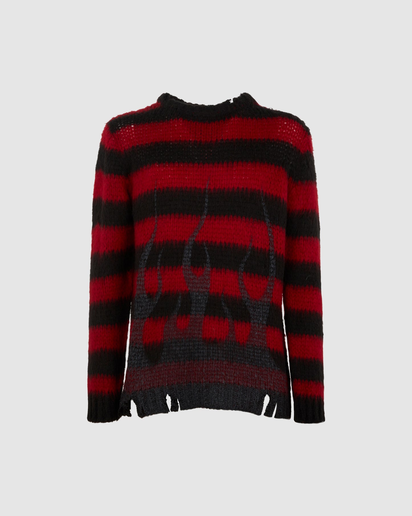 RED STRPES JUMPER WITH BLACK FLAMES