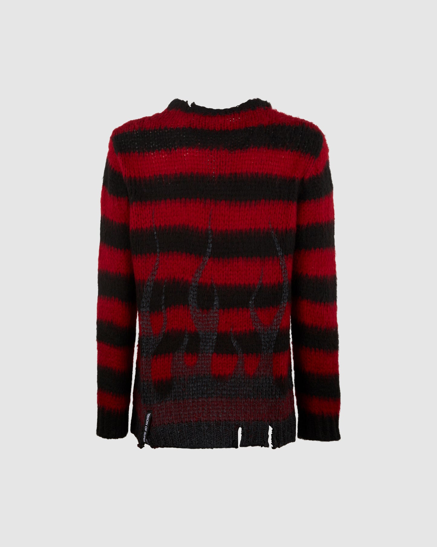 RED STRPES JUMPER WITH BLACK FLAMES