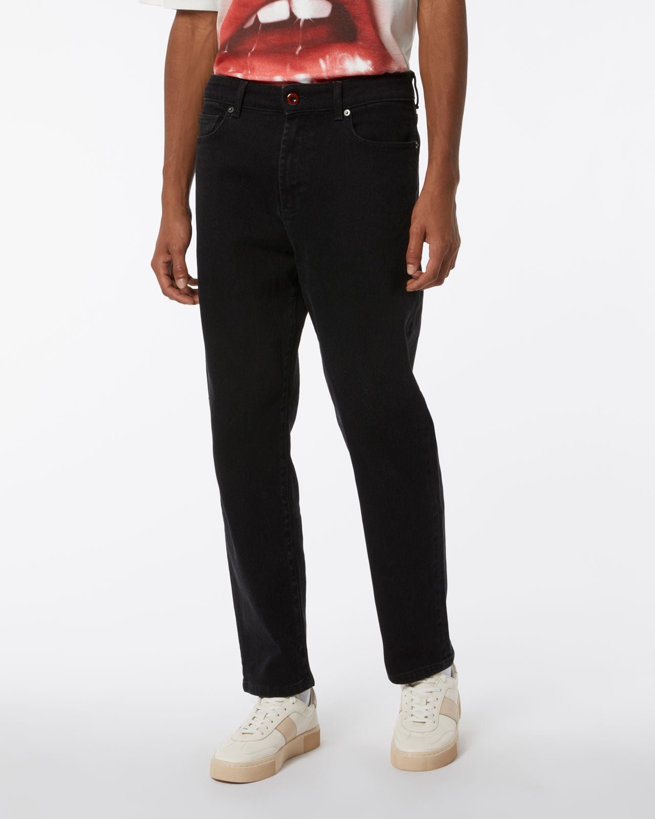 BLACK DENIM WITH BLACK/RED COATING