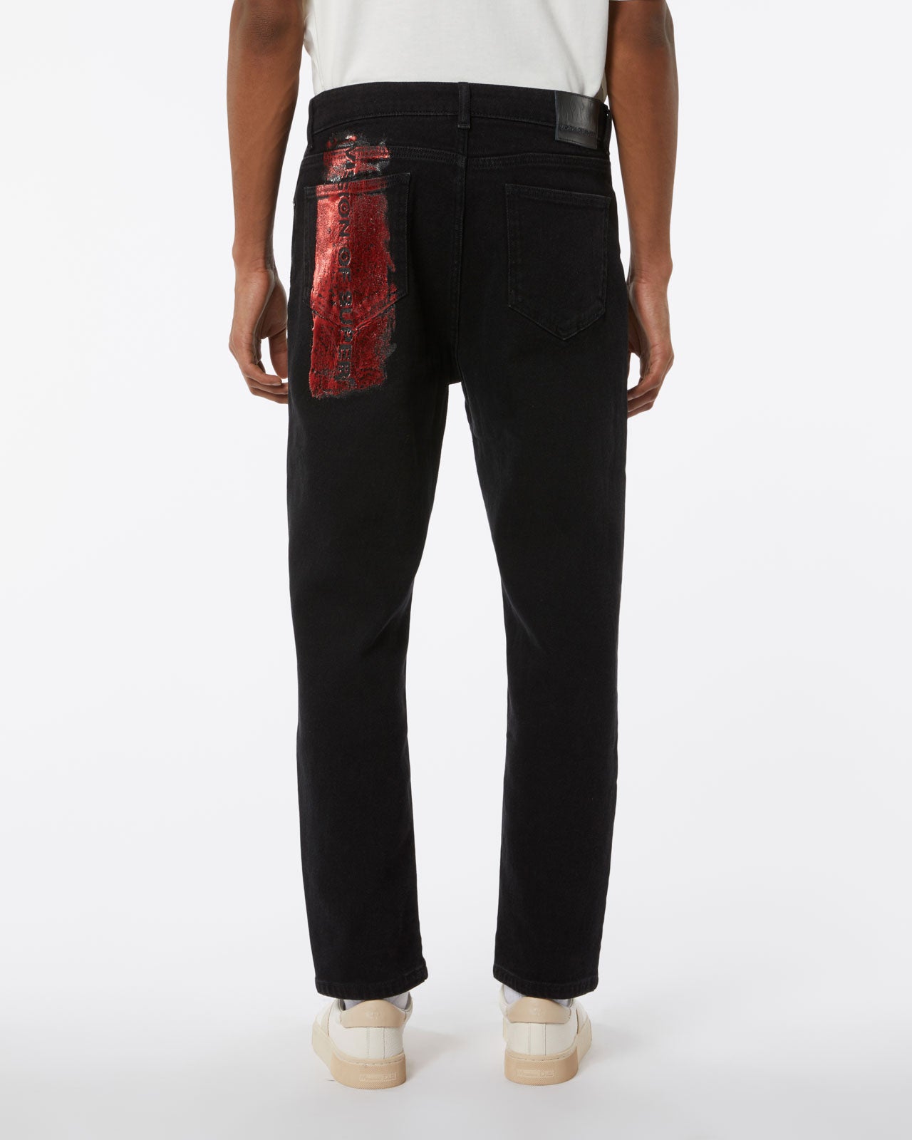 BLACK DENIM WITH BLACK/RED COATING