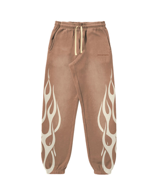 TERRACOTTA PANTS WITH OFF WHITE FLAMES