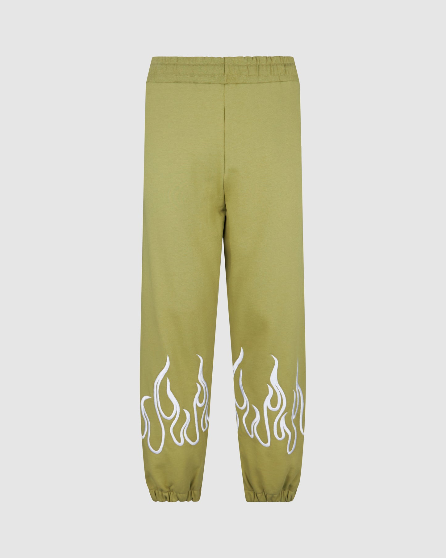 GREEN PANTS WITH EMBROIDERY FLAME