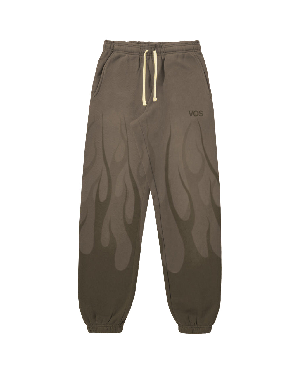 BROWN PANTS WITH DOUBLE FLAMES