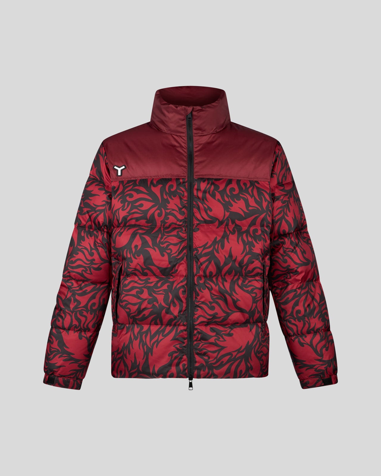 RED PUFFY OUTWEAR WITH RED FLAMES REV.