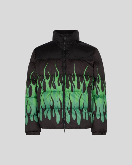 BLACK JACKET WITH GREEN FLAMES