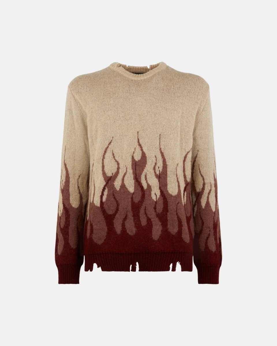 GRAPE WINE JUMPER WITH DOUBLE FLAMES