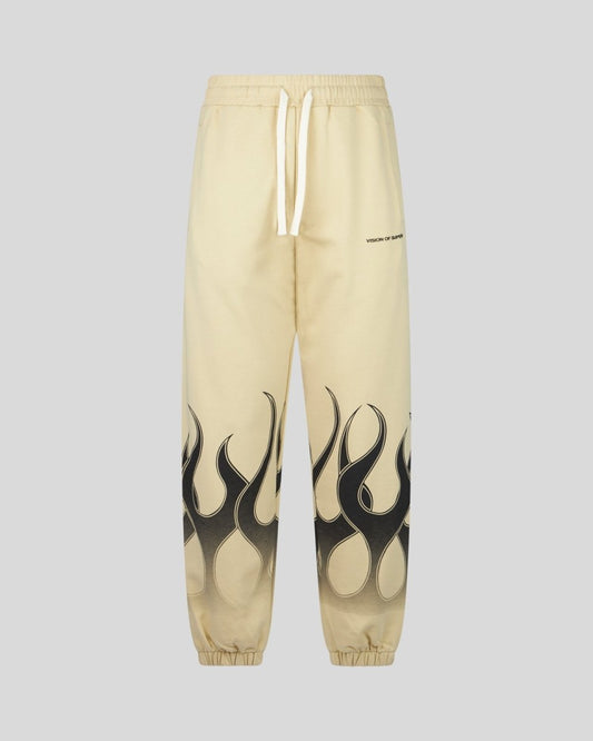 SAND PANTS WITH BLACK FLAMES